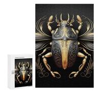 Teenagerss 300 PCS Puzzle King Golden Black Beetle Adult Jigsaw Puzzles Precision Cutting Help The Brain Exercise Challenging Family Fun Game 300 PCS