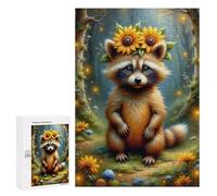 Teenagerss 300 PCS Puzzle Magical Forest Raccoon Jigsaw Puzzles for Adults Stress Reliever Educational Challenge Unique Challenge Game 300 PCS