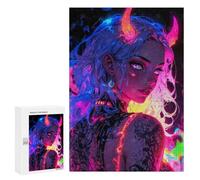 Teenagerss 300 PCS Puzzle Neon Demon Girl Jigsaw Puzzles for Adults Stress Reliever Educational Challenge Unique Challenge Game 300 PCS