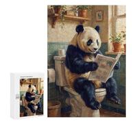 Teenagerss 300 PCS Puzzle Panda Reading Newspaper on Toilet Adult Jigsaw Puzzles Precision Cutting Help The Brain Exercise Challenging Family Fun Game 300 PCS