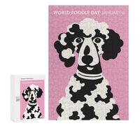 Teenagerss 300 PCS Puzzle Pink World Poodle Day Jigsaw Puzzles for Adults Stress Reliever Educational Challenge Unique Challenge Game 300 PCS