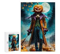 Teenagerss 300 PCS Puzzle Pumpkin Head Halloween Scarecrow Jigsaw Puzzles for Adults Stress Reliever Educational Challenge Unique Challenge Game 300 PCS