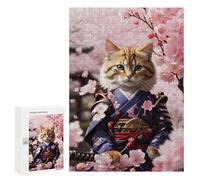 Teenagerss 300 PCS Puzzle Samurai Cat Jigsaw Puzzles for Adults Stress Reliever Educational Challenge Unique Challenge Game 300 PCS