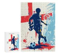 Teenagerss 300 PCS Puzzle Soccer Player with England Flag Puzzle for Adults Anti-Stress Toys Difficult Challenge Great Gift for Gaming 300 PCS