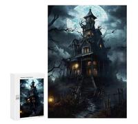 Teenagerss 300 PCS Puzzle Spooky Haunted House Scene Adult Jigsaw Puzzles Precision Cutting Help The Brain Exercise Challenging Family Fun Game 300 PCS