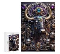 Teenagerss 300 PCS Puzzle Steampunk Bull Portrait Adult Jigsaw Puzzles Precision Cutting Help The Brain Exercise Challenging Family Fun Game 300 PCS