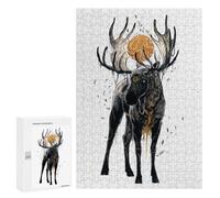 Teenagerss 300 PCS Puzzle Sun Moose Jigsaw Puzzles for Adults Stress Reliever Educational Challenge Unique Challenge Game 300 PCS