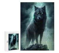 Teenagerss 300 PCS Puzzle Thunder Wolf Fantasy Art Print Adult Jigsaw Puzzles Precision Cutting Help The Brain Exercise Challenging Family Fun Game 300 PCS