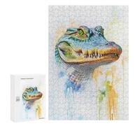 Teenagerss 300 PCS Puzzle Watercolor Alligator Portrait Puzzle for Adults Anti-Stress Toys Difficult Challenge Great Gift for Gaming 300 PCS