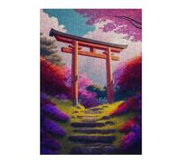 Teenagerss 38x26cm/1000pcs Jigsaw Puzzle Colorfull Gardn Torii Gate Jigsaw Puzzle Hands-on Game Analysis And Logic Christmas Birthday Gifts 38x26cm/1000pcs