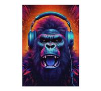Teenagerss 38x26cm/1000pcs Jigsaw Puzzle Monkey Headphone Dj Music Puzzle for Adults DIY Toys Difficult Challenge Christmas Birthday Gifts 38x26cm/1000pcs