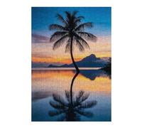 Teenagerss 38x26cm/1000pcs Jigsaw Puzzle Palm Tree Sunset Reflection Jigsaw Puzzle Hands-on Game Analysis And Logic Christmas Birthday Gifts 38x26cm/1000pcs