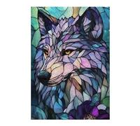 Teenagerss 38x26cm/1000pcs Jigsaw Puzzle Stained Glass Wolf Puzzle for Adults DIY Toys Difficult Challenge Christmas Birthday Gifts 38x26cm/1000pcs