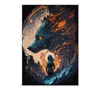Teenagerss 38x26cm/1000pcs Puzzle Wolf Moon Encounter Teenagers Puzzles Brain Teaser Game Perfect Decoration Gifts for Friends And Family 38x26cm/1000pcs
