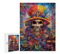 Teenagerss 500 PCS Jigsaw Puzzle Colorful Skull Pirate Artwork Jigsaws for Adults Relaxing Games Improve Memory Fun Activities at Home 500 PCS