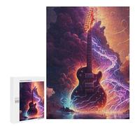 Teenagerss 500 PCS Jigsaw Puzzle Electric Guitar with Fire Effect Jigsaw Anti-Stress Toys Home Decoration Unique Birthday And Xmas Gifts 500 PCS