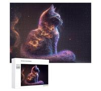 Teenagerss 500 PCS Jigsaw Puzzle Galactic Cat Cosmic Feline Artwork Jigsaws for Adults Relaxing Games Improve Memory Fun Activities at Home 500 PCS