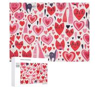 Teenagerss 500 PCS Jigsaw Puzzle Love Cats Heart-Shaped Whiskers Jigsaws for Adults Relaxing Games Improve Memory Fun Activities at Home 500 PCS