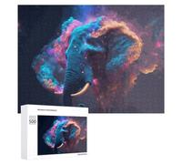 Teenagerss 500 PCS Jigsaw Puzzle Neon Elephant A Digital Art Masterpiece Jigsaws for Adults Relaxing Games Improve Memory Fun Activities at Home 500 PCS