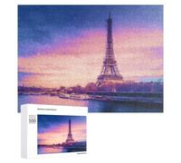 Teenagerss 500 PCS Jigsaw Puzzle Parisian Sunset Eiffel Tower Reflections Jigsaws for Adults Family Games Birthday Present Fun at Home Activities, 500 PCS