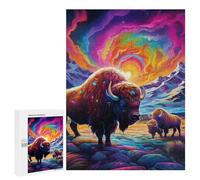 Teenagerss 500 PCS Jigsaw Puzzle Rainbow Bison Majesty Jigsaws for Adults Relaxing Games Improve Memory Fun Activities at Home 500 PCS