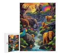 Teenagerss 500 PCS Jigsaw Puzzle Rainbow Jungle Paradise Jigsaws for Adults Relaxing Games Improve Memory Fun Activities at Home 500 PCS