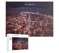 Teenagerss 500 PCS Jigsaw Puzzle San Francisco Nights City Lights Aerial View Jigsaws for Adults Relaxing Games Improve Memory Fun Activities at Home 500 PCS