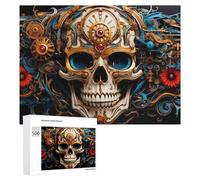 Teenagerss 500 PCS Jigsaw Puzzle Steampunk Skull Artwork Jigsaws for Adults Relaxing Games Improve Memory Fun Activities at Home 500 PCS
