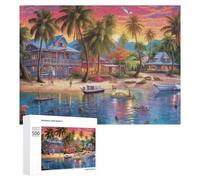 Teenagerss 500 PCS Jigsaw Puzzle Tropical Sunset Beach Scene Jigsaws for Adults Relaxing Games Improve Memory Fun Activities at Home 500 PCS