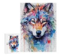 Teenagerss 500 PCS Jigsaw Puzzle Wolf Watercolors Puzzle for Adults Family Games Staycation Kill Time Unique Birthday And Xmas Gifts 500 PCS