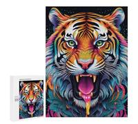 Teenagerss 500 PCS Puzzle A Vibrant, Artwork Featuring An Ornate Tiger with Intricate Patterns And Vivid Adult Jigsaw Puzzles Precision Cutting Help The Brain Exercise Challenging Family Fun Game 500