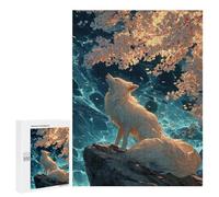 Teenagerss 500 PCS Puzzle Art Fox Under Cherry Blossom Tree Adult Jigsaw Puzzles Precision Cutting Help The Brain Exercise Challenging Family Fun Game 500 PCS