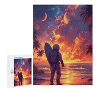 Teenagerss 500 PCS Puzzle Astronaut Surfer Sunset Jigsaw Puzzles for Adults Stress Reliever Educational Challenge Unique Challenge Game 500 PCS