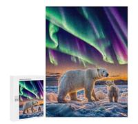Teenagerss 500 PCS Puzzle Aurora Over Polar Bears Puzzle for Adults Anti-Stress Toys Difficult Challenge Great Gift for Gaming 500 PCS
