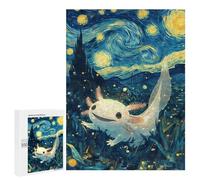 Teenagerss 500 PCS Puzzle Axolotl Starry Night Puzzle for Adults Anti-Stress Toys Difficult Challenge Great Gift for Gaming 500 PCS