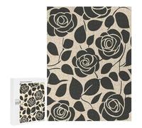Teenagerss 500 PCS Puzzle Black And White Rose Mid Century Jigsaw Puzzles for Adults Stress Reliever Educational Challenge Unique Challenge Game 500 PCS