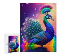 Teenagerss 500 PCS Puzzle Colorful Peacock Rainbow Reflection Adult Jigsaw Puzzles Precision Cutting Help The Brain Exercise Challenging Family Fun Game 500 PCS
