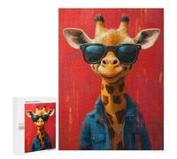 Teenagerss 500 PCS Puzzle Cool Giraffe in Sunglasses Puzzle for Adults Anti-Stress Toys Difficult Challenge Great Gift for Gaming 500 PCS