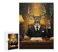 Teenagerss 500 PCS Puzzle Deer in Suit Painting Puzzle for Adults Anti-Stress Toys Difficult Challenge Great Gift for Gaming 500 PCS