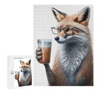Teenagerss 500 PCS Puzzle Fox Drinked Espresso Adult Jigsaw Puzzles Precision Cutting Help The Brain Exercise Challenging Family Fun Game 500 PCS
