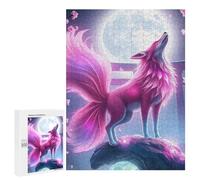 Teenagerss 500 PCS Puzzle Fox Howling Moon Jigsaw Puzzles for Adults Stress Reliever Educational Challenge Unique Challenge Game 500 PCS