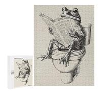 Teenagerss 500 PCS Puzzle Frog Reading Newspaper on Toilet Jigsaw Puzzles for Adults Stress Reliever Educational Challenge Unique Challenge Game 500 PCS