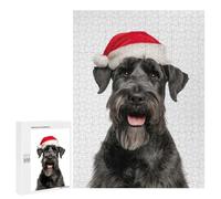 Teenagerss 500 PCS Puzzle Giant Schnauzer Dog with Santa Hat Puzzle for Adults Anti-Stress Toys Difficult Challenge Great Gift for Gaming 500 PCS