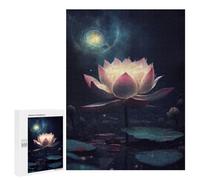 Teenagerss 500 PCS Puzzle Glowing Lotus Pond Scene Jigsaw Puzzles for Adults Stress Reliever Educational Challenge Unique Challenge Game 500 PCS