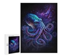 Teenagerss 500 PCS Puzzle Glowing Octopus Art Print Jigsaw Puzzles for Adults Stress Reliever Educational Challenge Unique Challenge Game 500 PCS