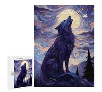 Teenagerss 500 PCS Puzzle Howling Wolf Starry Night Puzzle for Adults Anti-Stress Toys Difficult Challenge Great Gift for Gaming 500 PCS