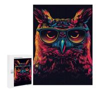 Teenagerss 500 PCS Puzzle Neon Owl Art Print Adult Jigsaw Puzzles Precision Cutting Help The Brain Exercise Challenging Family Fun Game 500 PCS