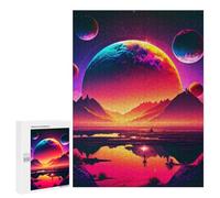 Teenagerss 500 PCS Puzzle Neon Planetary Reflections Puzzles for Adults Family Game Staycation Kill Time Birthday Present, Gifts, 500 PCS