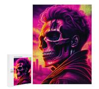 Teenagerss 500 PCS Puzzle Neon Skull Portrait Artwork Puzzle for Adults Anti-Stress Toys Difficult Challenge Great Gift for Gaming 500 PCS