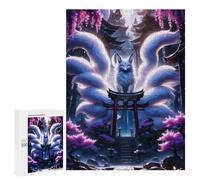 Teenagerss 500 PCS Puzzle Nine-tailed Fox in Japanese Landscape Jigsaw Puzzles for Adults Stress Reliever Educational Challenge Unique Challenge Game 500 PCS